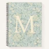 Elegant Monogram Pastel Green Jasmine Floral Notizblock (Vorderseite)