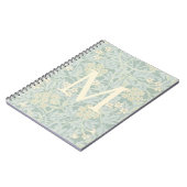 Elegant Monogram Pastel Green Jasmine Floral Notizblock (Linke Seite)