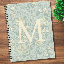 Elegant Monogram Pastel Green Jasmine Floral Notizblock