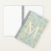 Elegant Monogram Pastel Green Jasmine Floral Notizblock (Innen)