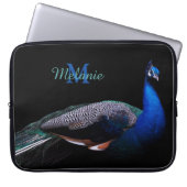 Elegant Monogram Peacock Black Laptopschutzhülle (Vorderseite)