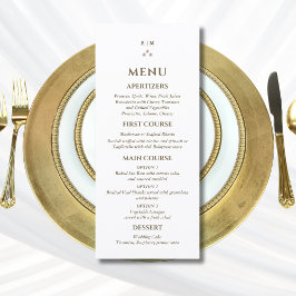 Elegant Monogram Pearl Christian Wedding Menu Menükarte