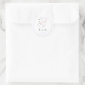 Elegant Monogram Pink & Blue Floral Wedding  Runder Aufkleber (Tasche)