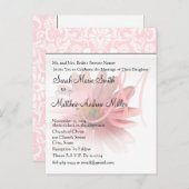 Elegant Monogram Pink Daisy Wedding Einladung (Vorne/Hinten)