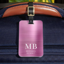 Elegant Monogram Pink Gepäckanhänger