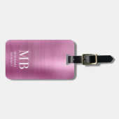 Elegant Monogram Pink Gepäckanhänger (Vorderseite horizontal)