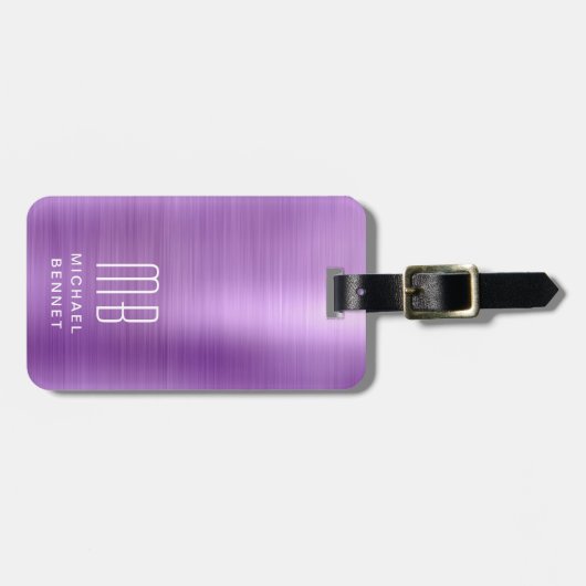 Elegant Monogram Pink Gepäckanhänger (Vorderseite horizontal)