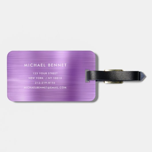 Elegant Monogram Pink Gepäckanhänger (Rückseite horizontal)