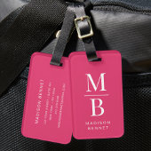 Elegant Monogram Pink Gepäckanhänger