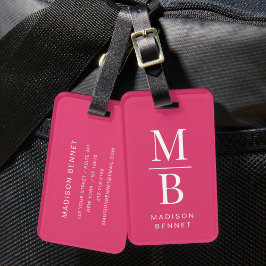 Elegant Monogram Pink Gepäckanhänger