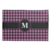 Elegant Monogram Pink Gingham Kissenbezug (Rückseite)