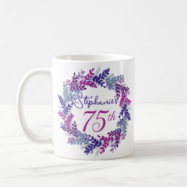 Elegant Monogram Pink und Lila 75. Geburtstag Kaffeetasse