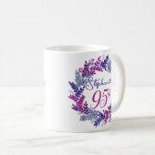 Elegant Monogram Pink und Lila 95. Geburtstag Kaffeetasse (VorderseiteRechts)