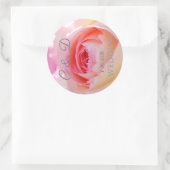 elegant. Monogram Pink Wedding Rose Runder Aufkleber (Tasche)