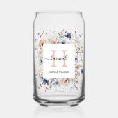 Elegant Monogram Pretty Beige Blue Flowers Floral Dosenglas (Vorderseite)