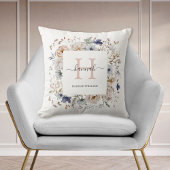 Elegant Monogram Pretty Beige Blue Flowers Floral Kissen