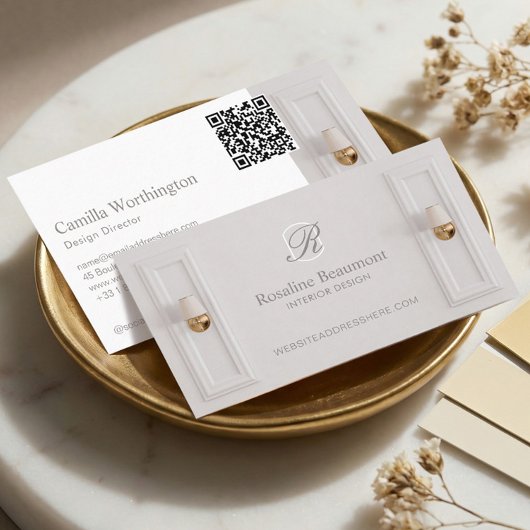 Elegant Monogram Professional Interior Designer Visitenkarte