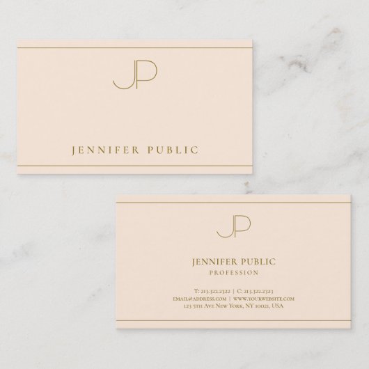 Elegant Monogram Professional Luxury Silk Paper Visitenkarte (Vorne/Hinten)