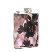 Elegant Monogram Purple Flowers Flachmann (Rechts)