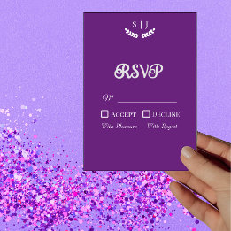 Elegant Monogram Purple Jewel Tone RSVP Card Einladung
