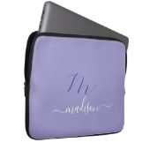 Elegant Monogram Purple Script Office School Laptopschutzhülle (Vorne Rechts)