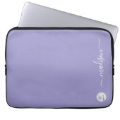 Elegant Monogram Purple Script Office School Laptopschutzhülle (Vorderseite)