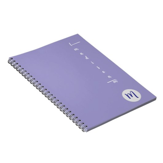 Elegant Monogram Purple Script Office School Notizblock (Rechte Seite)