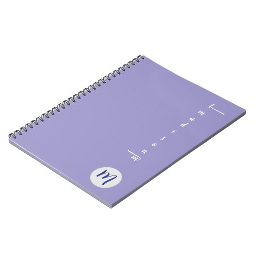 Elegant Monogram Purple Script Office School Notizblock (Linke Seite)