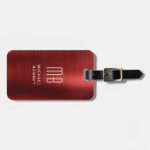 Elegant Monogram Red Brushed Metal Gepäckanhänger (Vorderseite horizontal)
