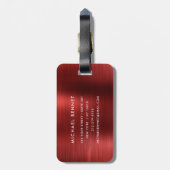 Elegant Monogram Red Brushed Metal Gepäckanhänger (Rückseite vertikal)