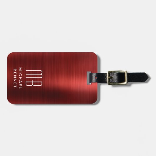 Elegant Monogram Red Gepäckanhänger (Vorderseite horizontal)