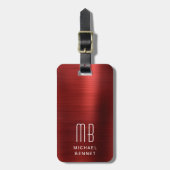 Elegant Monogram Red Gepäckanhänger (Vorderseite vertikal)