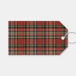 Elegant Monogram Red Plaid Merry Christmas Holiday Geschenkanhänger