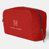 Elegant Monogram Red Waschbeutel (Rechte Ecke)