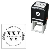 Elegant Monogram | Runde Rücksendeadresse Permastempel (Beispiel)