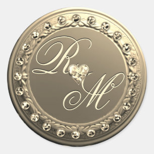 Elegant Monogram Runder Aufkleber
