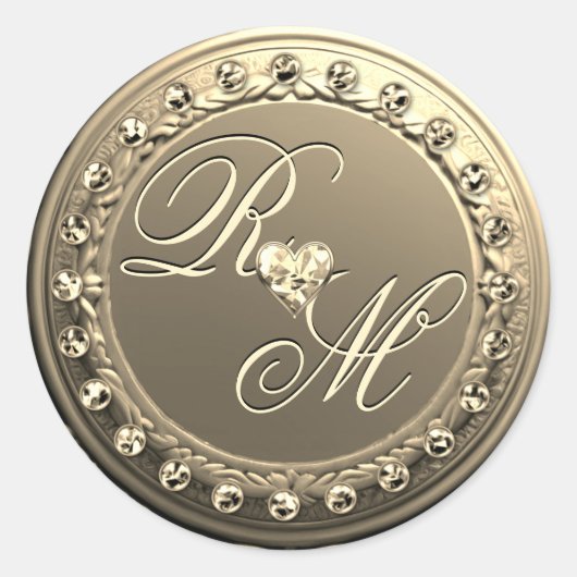 Elegant Monogram Runder Aufkleber (Vorderseite)