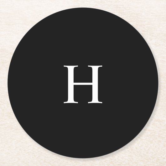 Elegant Monogram Runder Pappuntersetzer (Vorderseite)