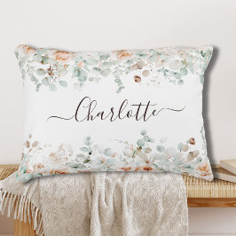 Elegant Monogram Rustikale Rose Blumengrün Dekokissen