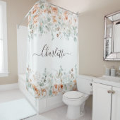 Elegant Monogram Rustikale Rose Blumengrün Duschvorhang (Beispiel)