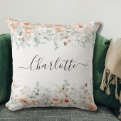 Elegant Monogram Rustikale Rose Blumengrün Kissen