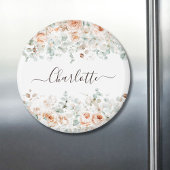 Elegant Monogram Rustikale Rose Blumengrün Magnet
