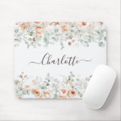 Elegant Monogram Rustikale Rose Blumengrün Mousepad (Mit Mouse)