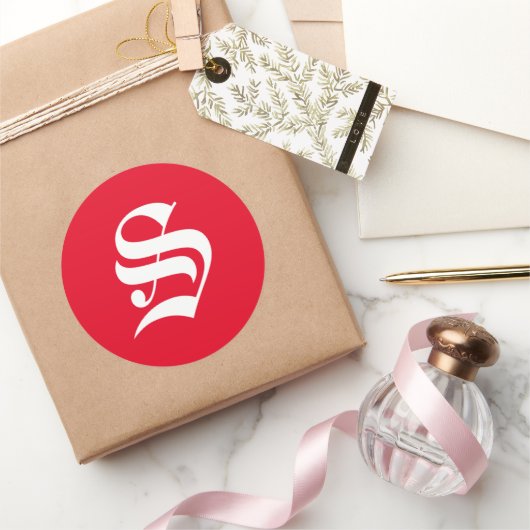 Elegant Monogram S Runder Aufkleber (Schenken)
