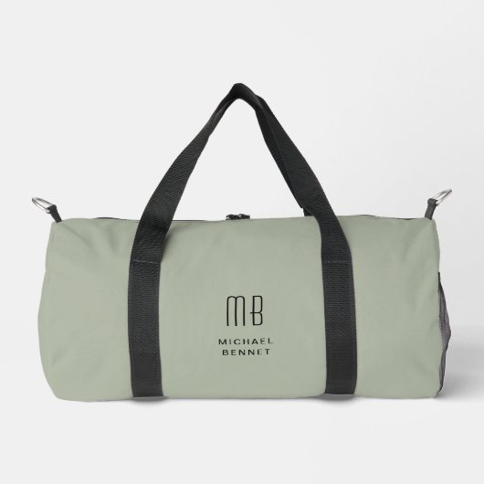 Elegant Monogram Sage Green Duffle Bag (Vorderseite)