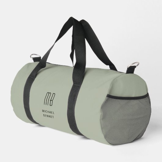 Elegant Monogram Sage Green Duffle Bag (Rechte Ecke)