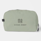 Elegant Monogram Sage Green Waschbeutel (Vorderseite)