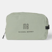 Elegant Monogram Sage Green Waschbeutel (Rückseite)