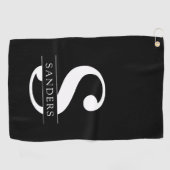 Elegant Monogram | SCHWARZ-WEISS Golfhandtuch (Horizontal)