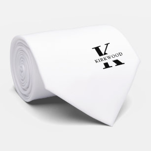 Elegant Monogram   Schwarz-weiß Krawatte